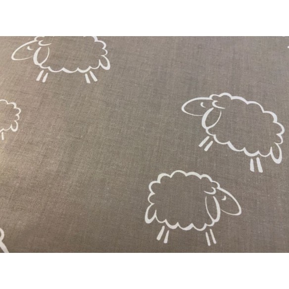 Бавовняна тканина - вівці білого кольору на сірому фоні