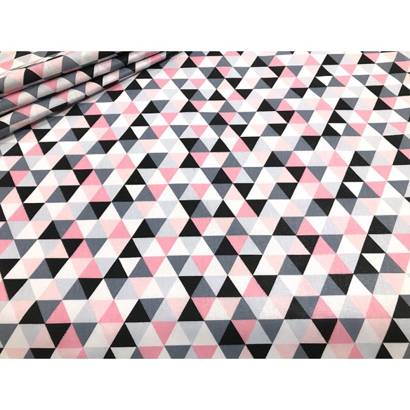 Бавовняна тканина - Рожеві маленькі пірамідки