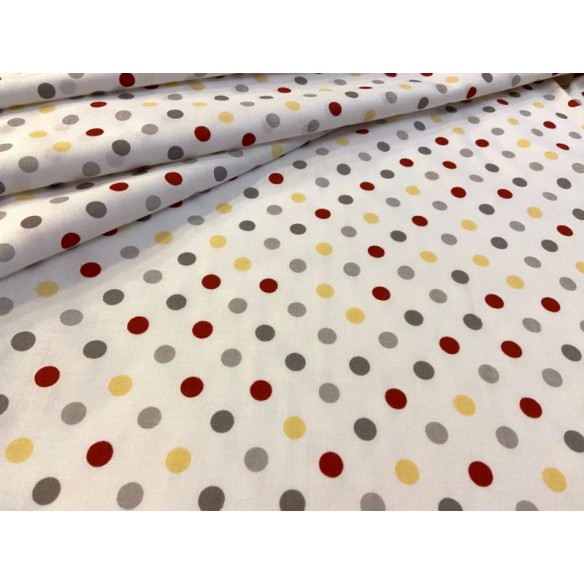 Бавовняна тканина - середні червоні, сірі та жовті точки