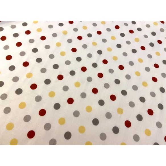Бавовняна тканина - середні червоні, сірі та жовті точки