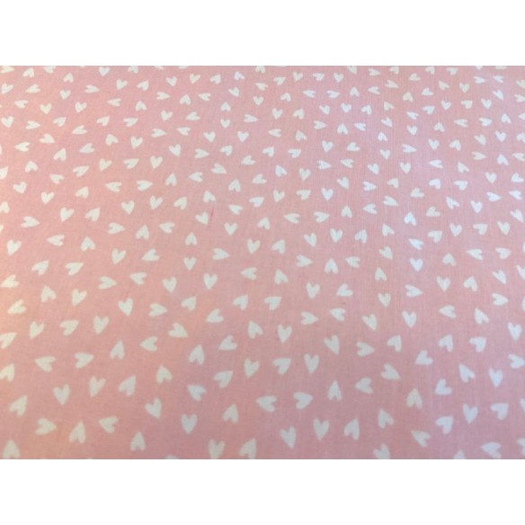 Бавовняна тканина - сердечка білого на рожевому