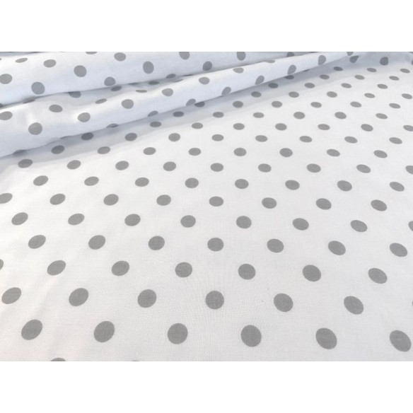 Tkanina bawełniana - Groszki szare na białym średnie