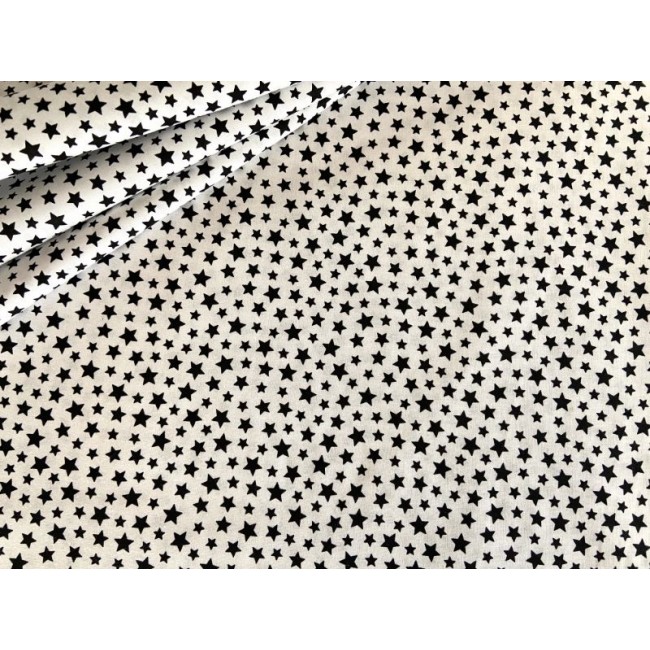 Бавовняна тканина - Міні чорні зірочки на білому
