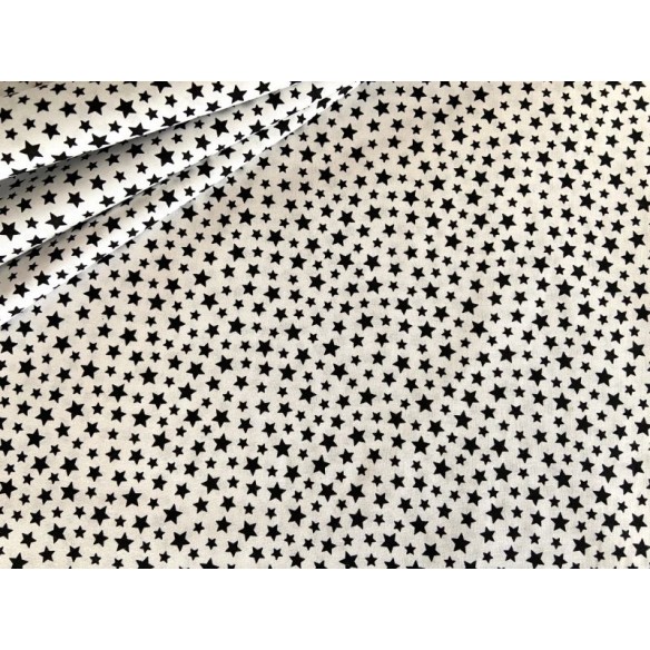 Бавовняна тканина - Міні чорні зірочки на білому