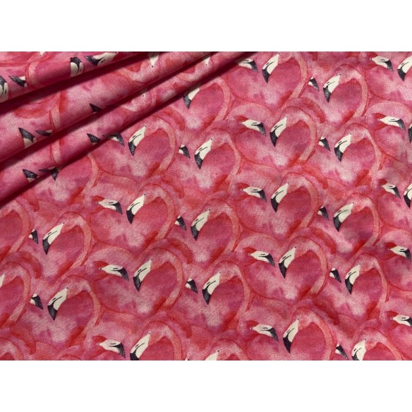 Tkanina bawełniana - Flamingi różowe w kinie