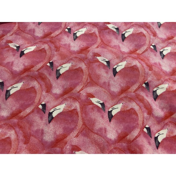 Tkanina bawełniana - Flamingi różowe w kinie