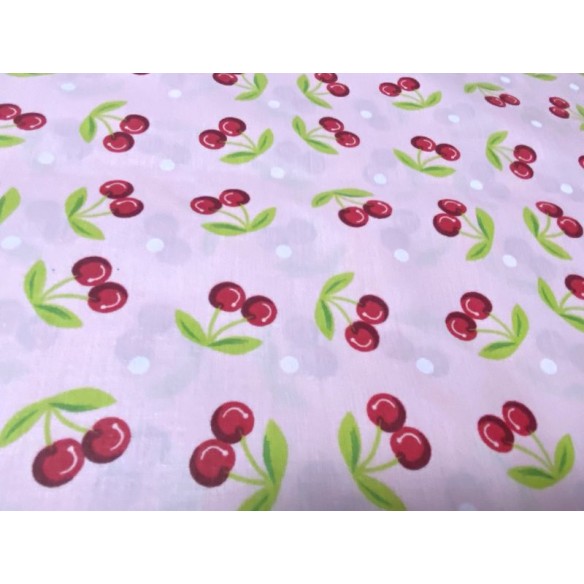 Tkanina bawełniana - Wisienki na różowym