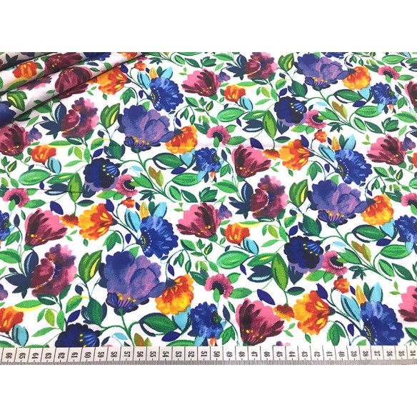 Tkanina bawełniana - Kwiaty malowane