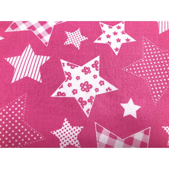 Бавовняна тканина - Рожеві зірочки з візерунками