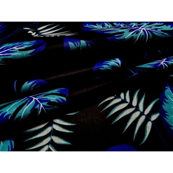 Tkanina bawełniana - Monstera mini dżungla niebieska