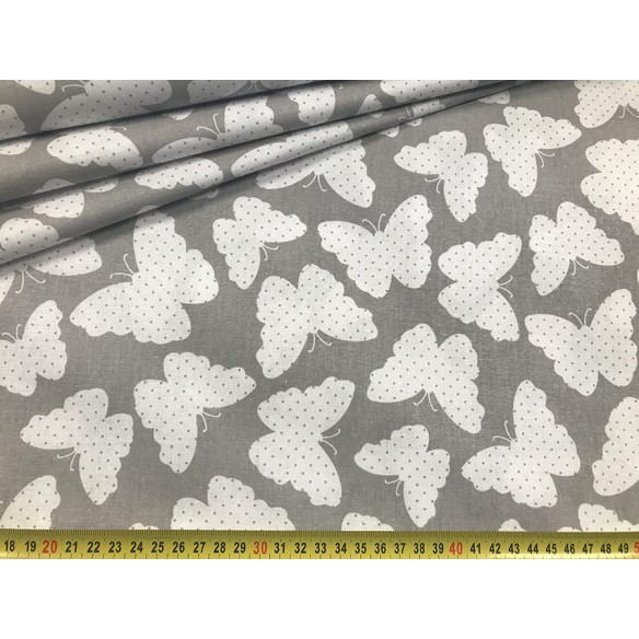 Бавовняна тканина - Метелики на сірому