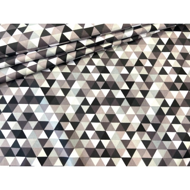 Бавовняна тканина - Молочно-бежеві та сірі піраміди