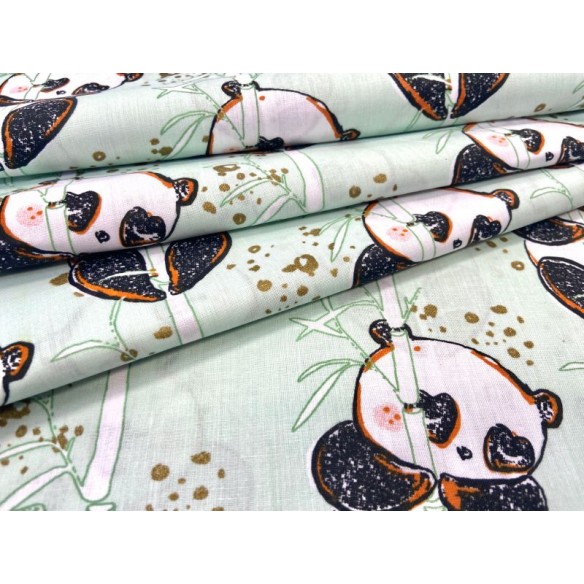 Бавовняна тканина - панди з бамбуком на м'яті