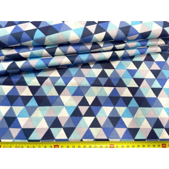 Бавовняна тканина - Міні темно-сині трикутники