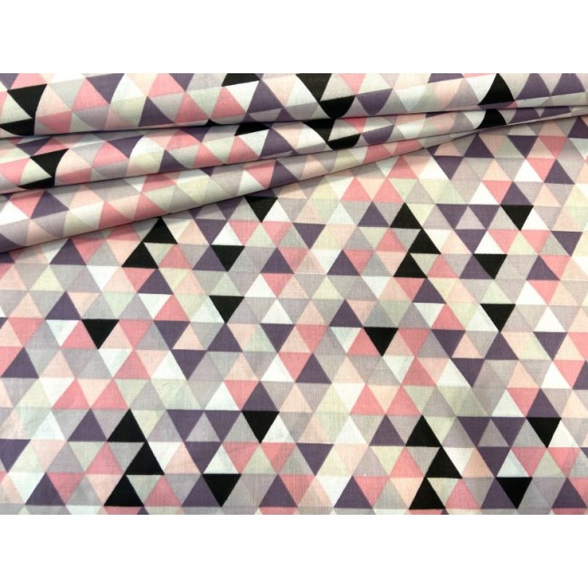 Бавовняна тканина - Міні фіолетово-рожеві трикутники