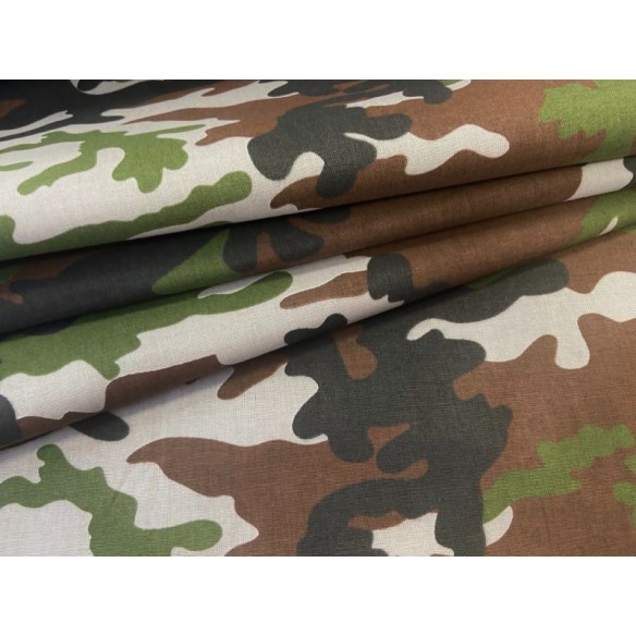 Бавовняна тканина - камуфляжний візерунок, колір хакі коричневий та оливковий