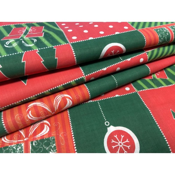 Tkanina bawełniana - Świąteczna prezenty patchwork