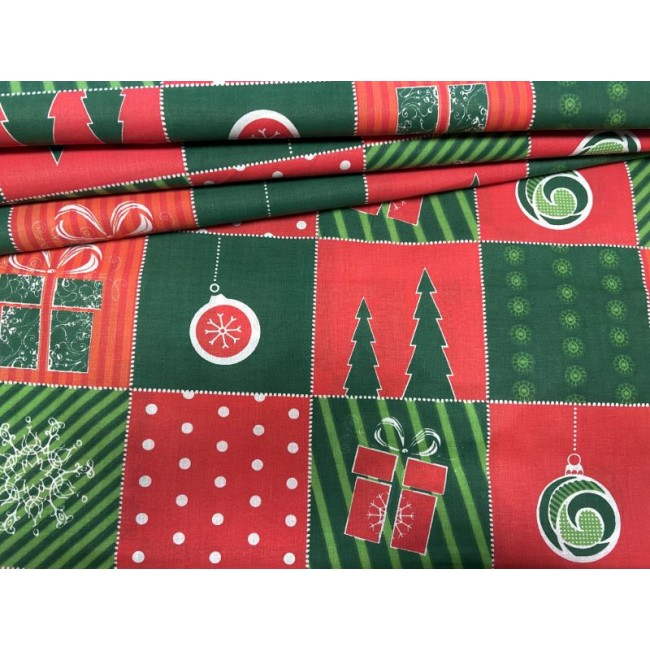 Tkanina bawełniana - Świąteczna prezenty patchwork