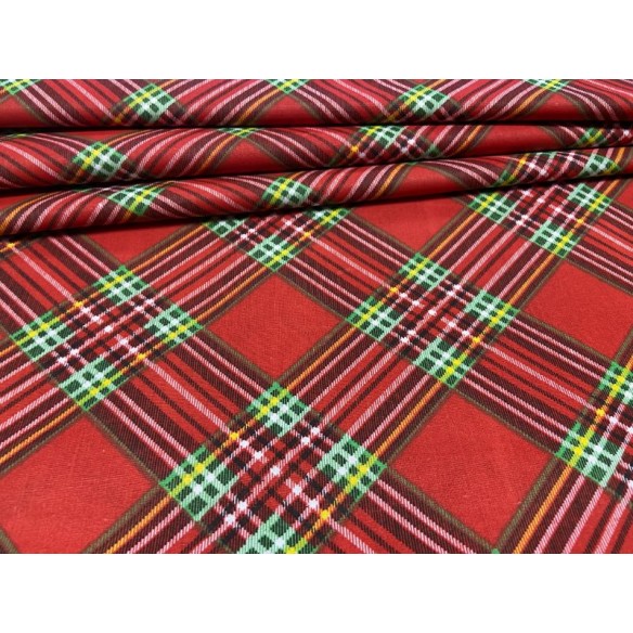 Tkanina bawełniana - Świąteczna kratka czerwona