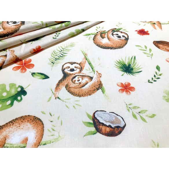 Бавовняна тканина - малюнок тварин лінивців