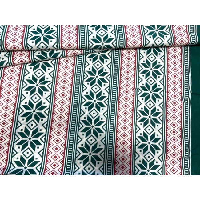Tkanina bawełniana - Świąteczna skandynawski wzór zielono-czerwony