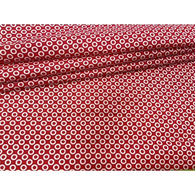 Tkanina bawełniana - Kółeczka na czerwonym