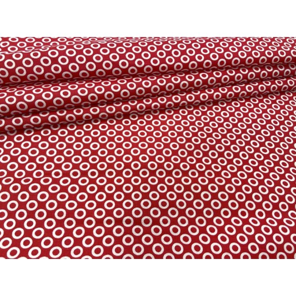 Tkanina bawełniana - Kółeczka na czerwonym