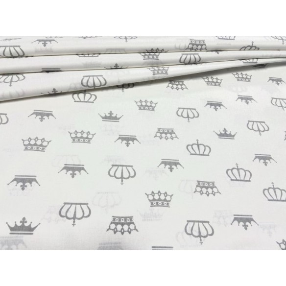Бавовняна тканина - сірі корони на білому тлі
