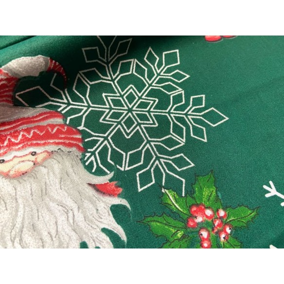 Бавовняна тканина - Різдво і сніжинки на зеленому