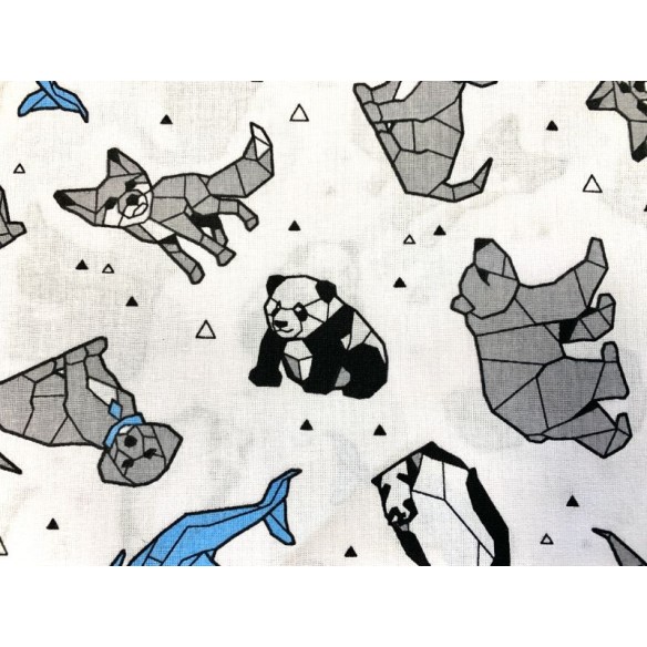 Бавовняна тканина - тварини орігамі, синього і сірого кольору