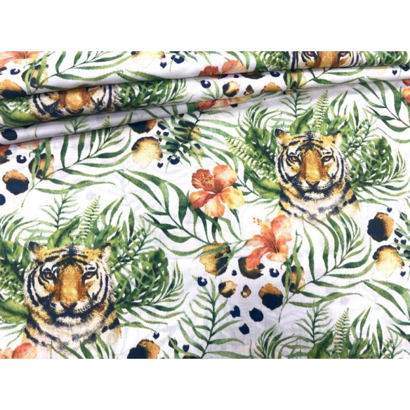 Tkanina bawełniana - Tygrysy w dżungli