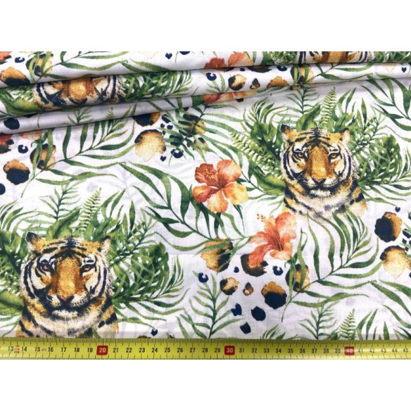Tkanina bawełniana - Tygrysy w dżungli