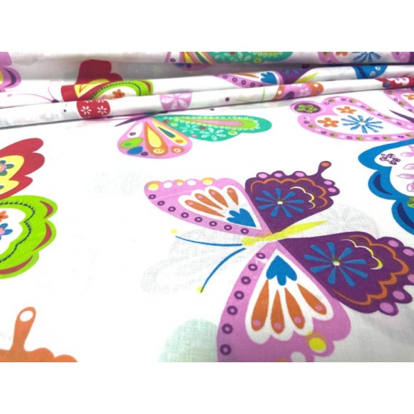 Бавовняна тканина - Метелики, намальовані на білому