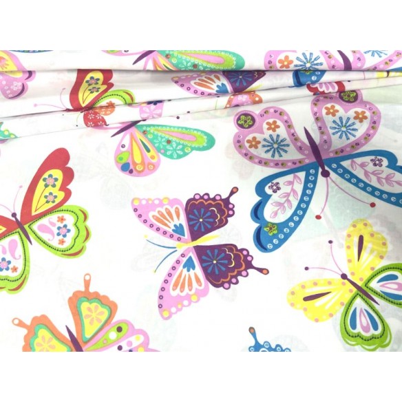Tkanina bawełniana - Motyle malowane na białym