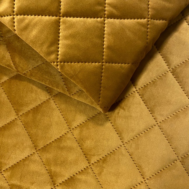 Тканина оббивна VELOR QUILTED 5X5 KARO - Гірчиця