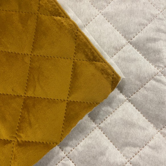 Тканина оббивна VELOR QUILTED 5X5 KARO - Гірчиця