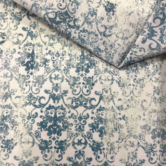 Tkanina WELUR DRUKOWANY Riviera - Vintage carpet azur