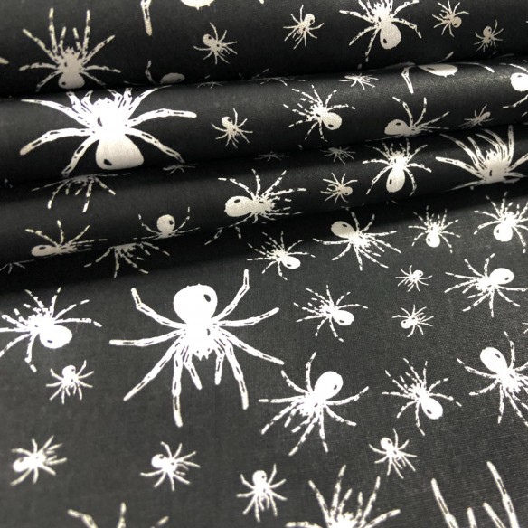 Бавовняна тканина - Павуки білі на чорному