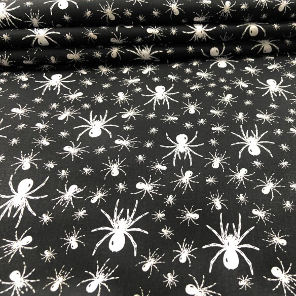 Бавовняна тканина - Павуки білі на чорному