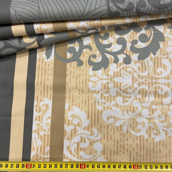 Бавовняна тканина - Glamour бежевий і сірий