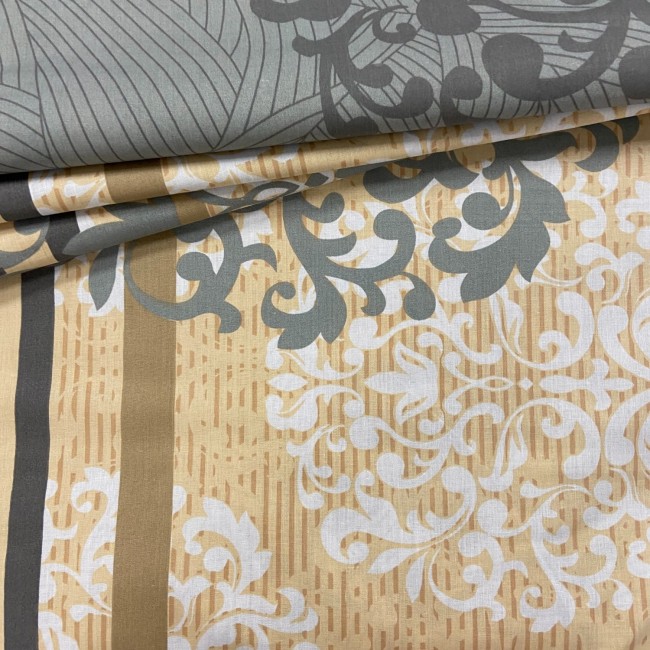 Бавовняна тканина - Glamour бежевий і сірий