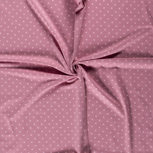 Одинарний трикотаж з принтом - Мак білий, брудно-рожевий