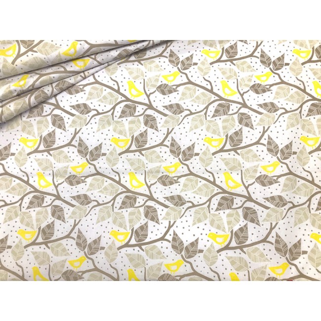 Бавовняна тканина - Дерева та листя - Жовтий варіант