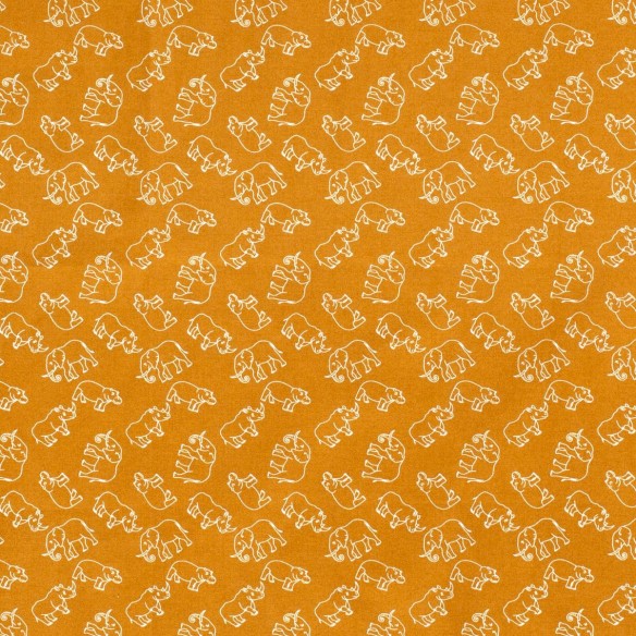 Bawełna PREMIUM - Słonie na pomarańczowym