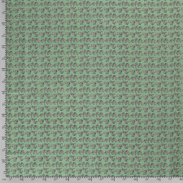 Bawełna PREMIUM - Zebry na zielonym
