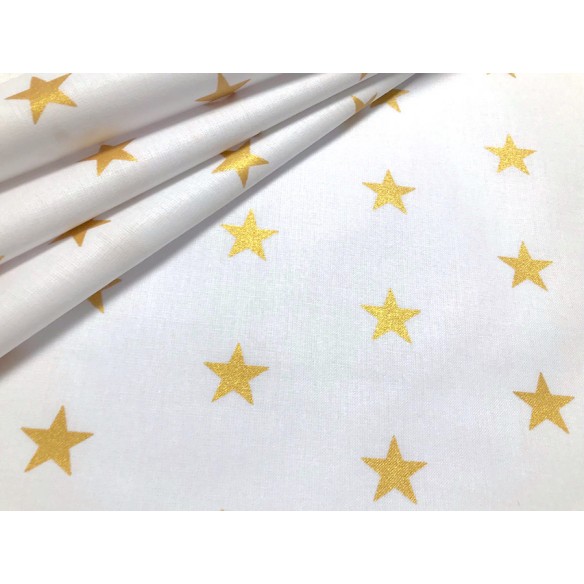 Бавовняна тканина - золоті зірочки на білому