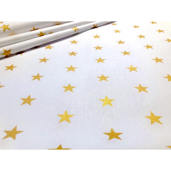 Бавовняна тканина - золоті зірочки на білому
