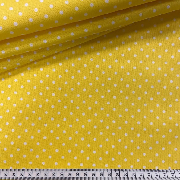 Tkanina bawełniana - Groszki żółte 4 mm