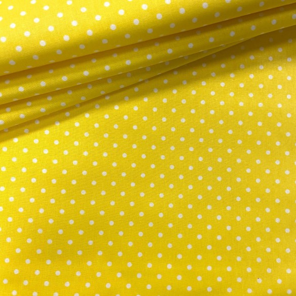 Tkanina bawełniana - Groszki żółte 4 mm