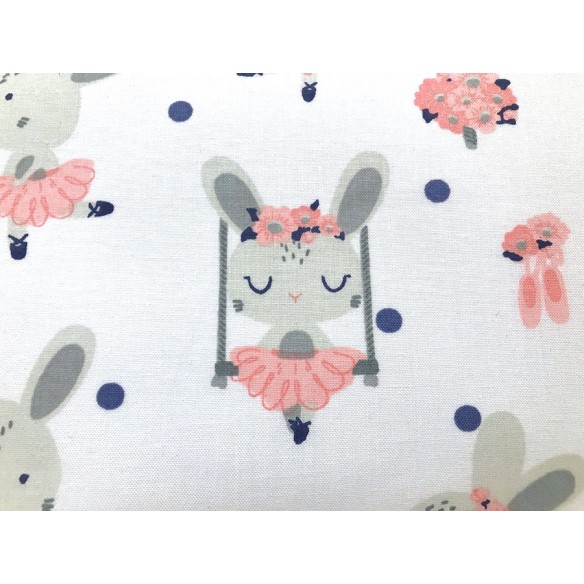 Tkanina bawełniana - Baletnice króliczki różowe